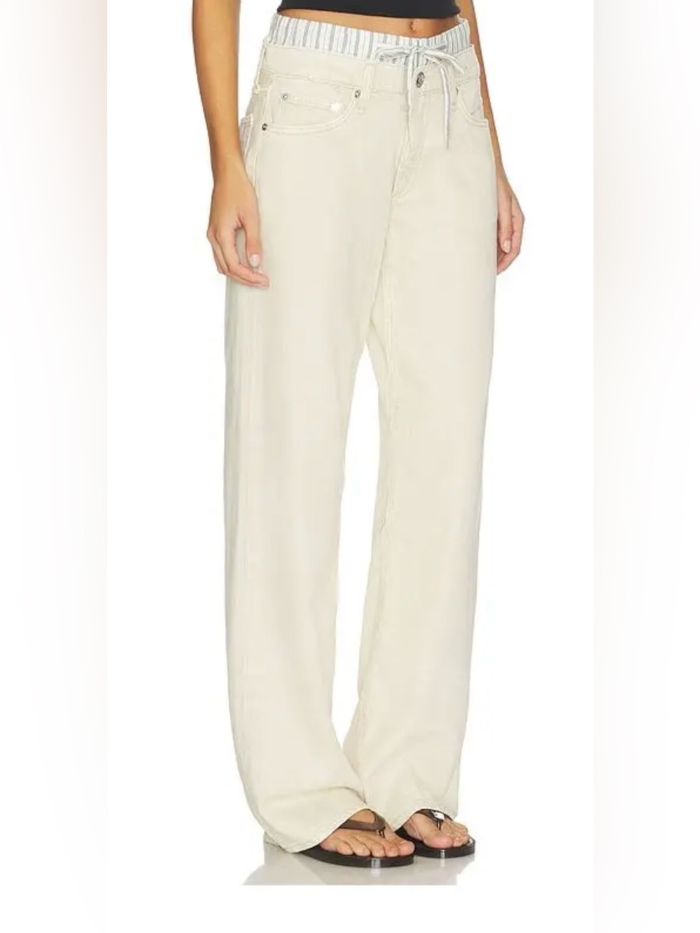 NWT rag & bone The Saige Women’s Low-rise relaxed Straight Leg Jeans in Cream